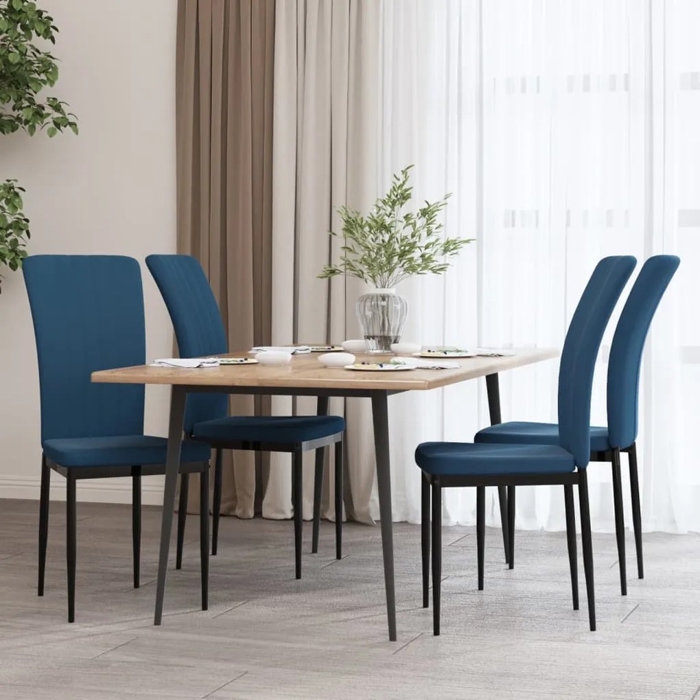 Sedie Da Pranzo 4 Pz Blu İn Velluto /