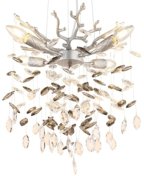 Globo 64138HS - Lampadario sospeso a cavo QUEENA 4xE14/40W/230V, finitura argento