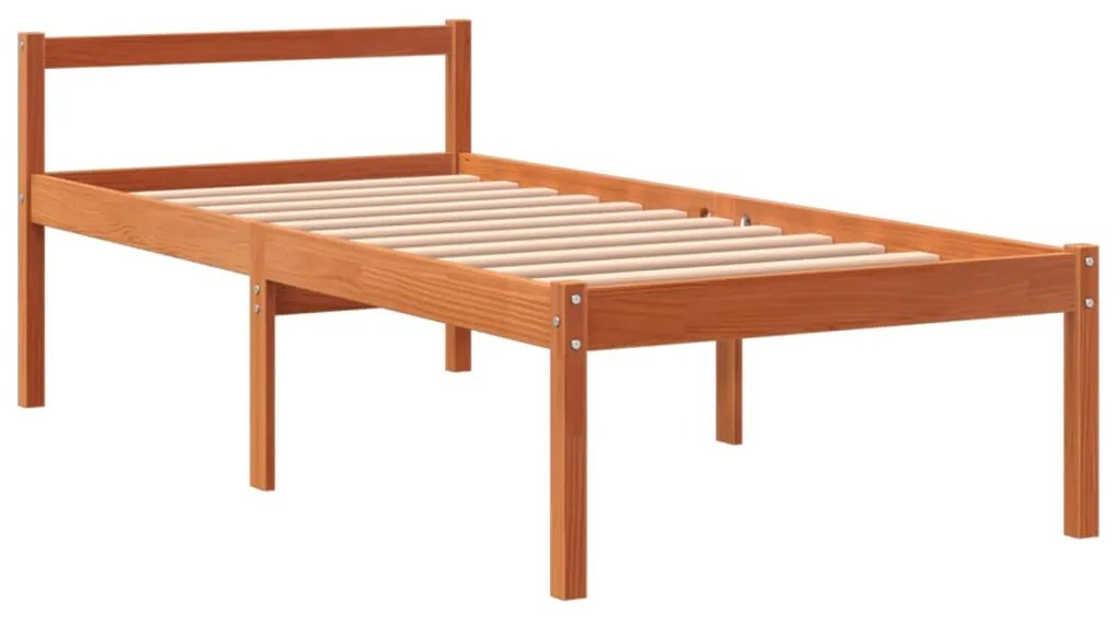 Letto per anziani marrone cera 75x190 cm legno massello di pino