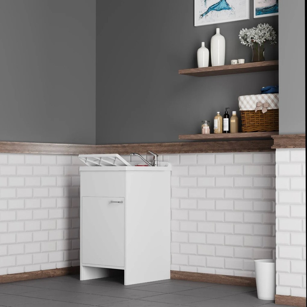 Mobile Lavatoio in PVC 45x50x85cm 1 Anta Forlani Honest Bianco...