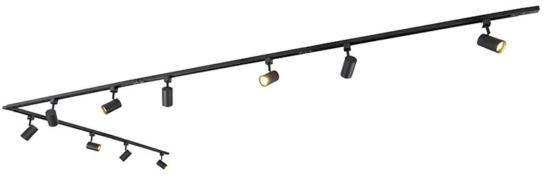 Sistema di illuminazione a binario Smart nero monofase a 10 luci con WiFi GU10 - Iconic Jeana
