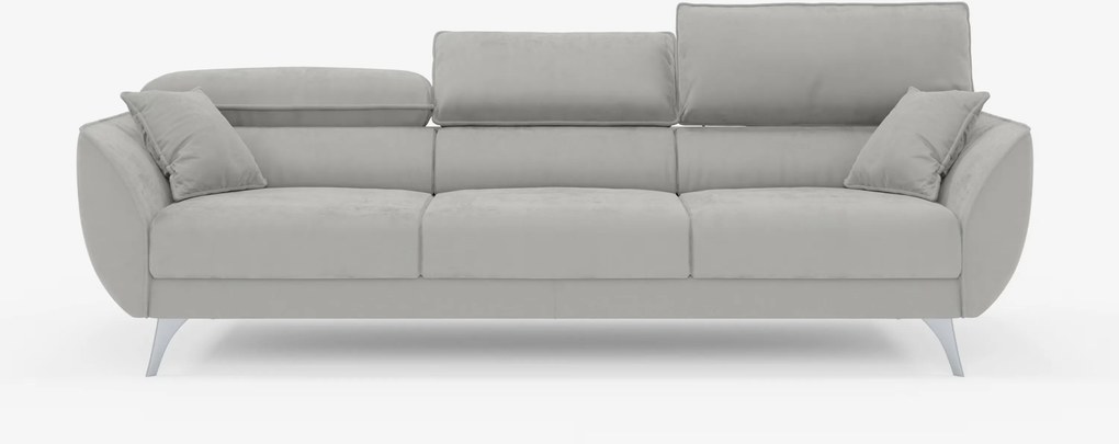 Michelangelo 4 Posti – Divano con 3 sedute estensibili e poggiatesta reclinabili in elegante tessuto vellutino smacchiabile T30