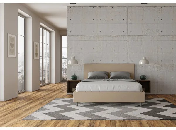 Letto matrimoniale contenitore imbottito 160x200 similpelle tortora Adele