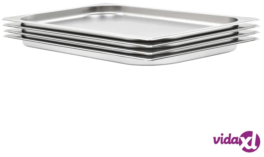 vidaXL Contenitori Gastronorm 4 pz GN 1/1 20 mm in Acciaio Inox