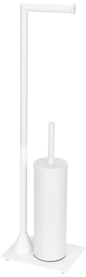 Porta carta igienica in acciaio bianco con spazzola Hella - Wenko