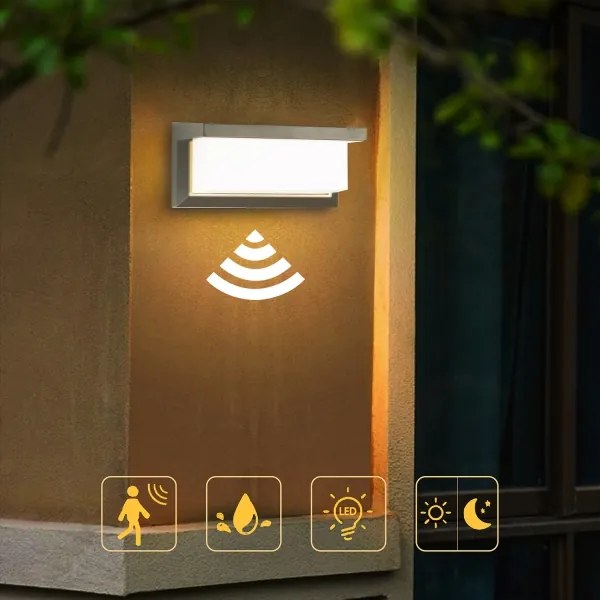 Brilagi-LED Applique da esterno con sensore BRICKY LED/12W/230V grigio IP54