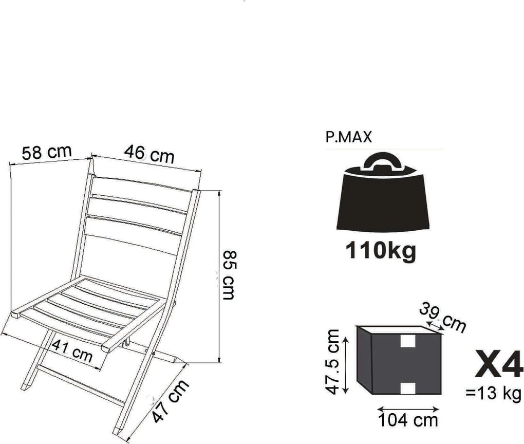 ABELUS - sedia da giardino in alluminio pieghevole salvaspazio