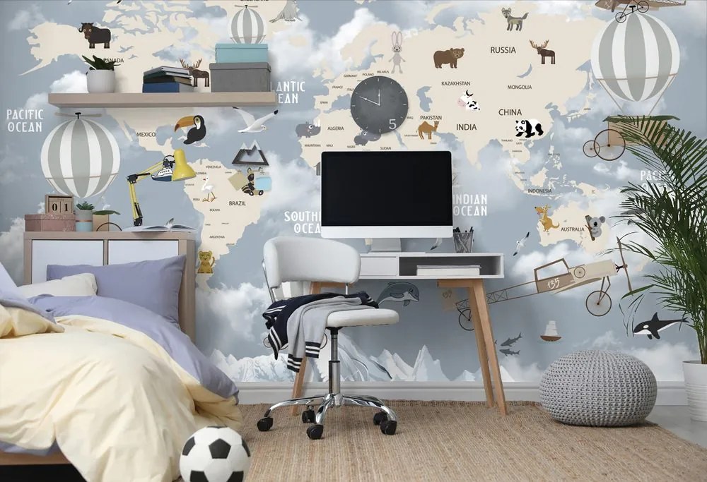 Carta da parati – Magnifica Mappa per Bambini con Animali