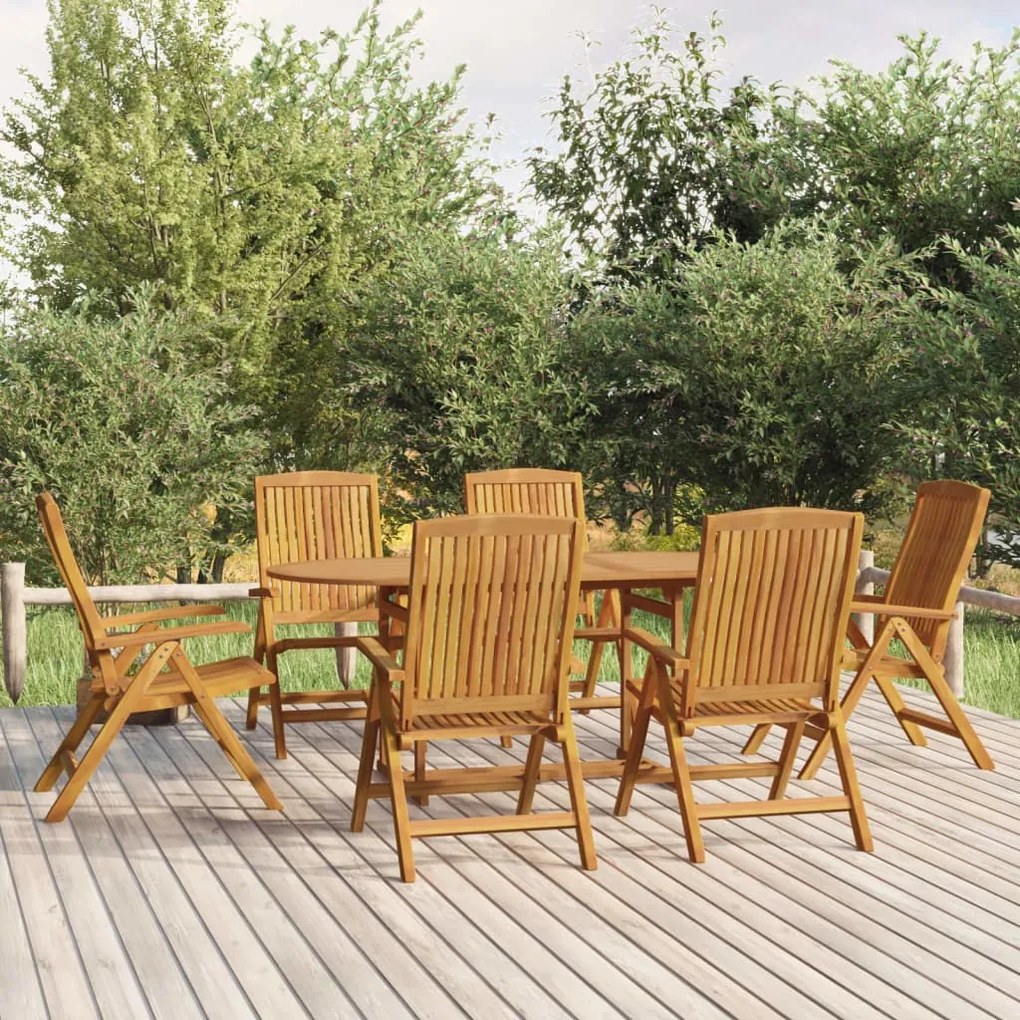 Set Da Pranzo Da Giardino 7 Pz İn Legno Massello Di Teak /