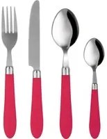 Set 24 posate Smooth in acciaio inox con manico magenta