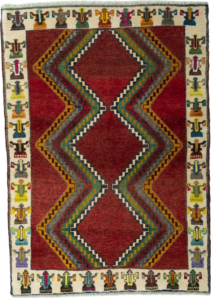 Gabbeh Tappeto 150 x 110 Rosso (Iran) Annodato A Mano
