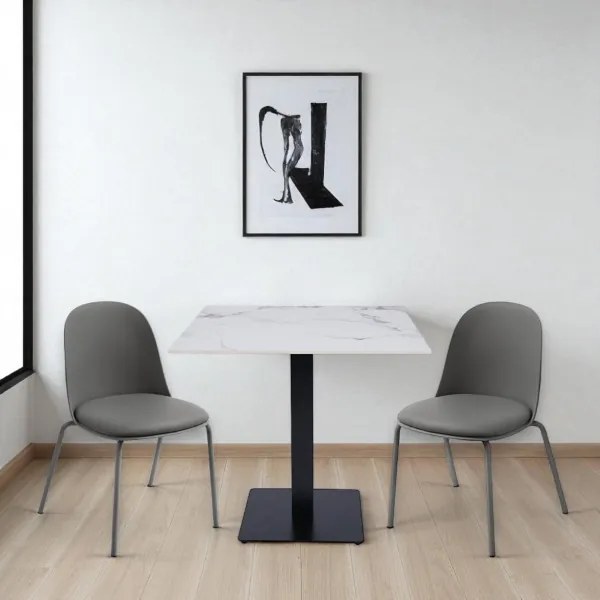 Tavolo bar pub ristorante quadrato 80x80 cm Top per esterno effetto Marmo venato H 75