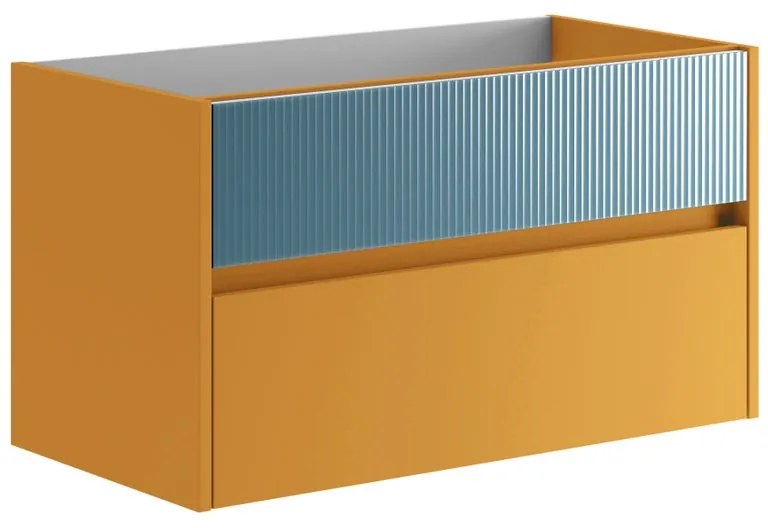 Mobile da bagno sospeso sotto lavabo L 89.5 x H 50 x P 45.5 cm beige laccato opaco, 2 cassetti Niwa