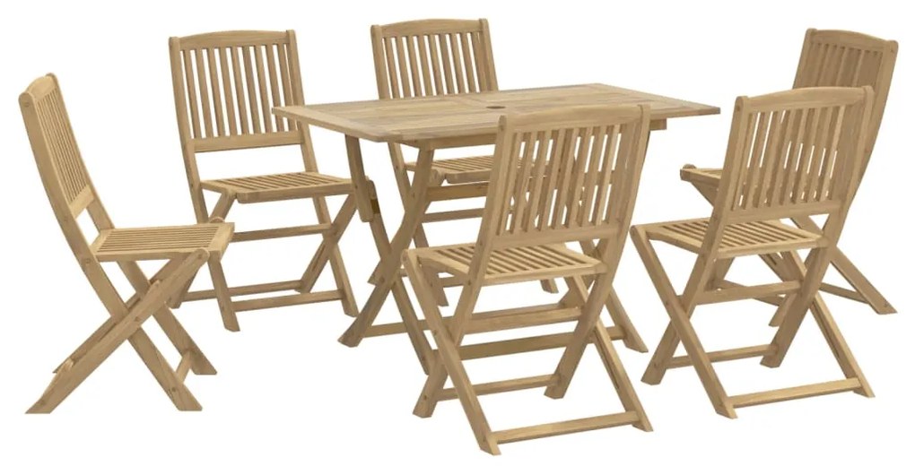 Set da pranzo da giardino 7 pz in legno massello di acacia