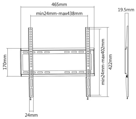 MK FLORIA MKF-20DF447 - Supporto fisso da parete per TV 65" nero