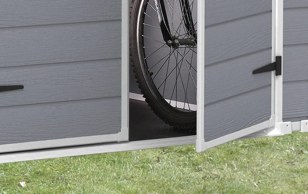 Casetta da Giardino Porta Attrezzi 185,8x236,8x227 cmin Resina Effetto Legno Keter Manor 6x8 Grigia...