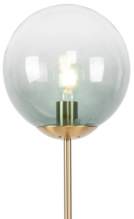 Lampada da terra Art Déco in ottone con vetro verde - Pallon