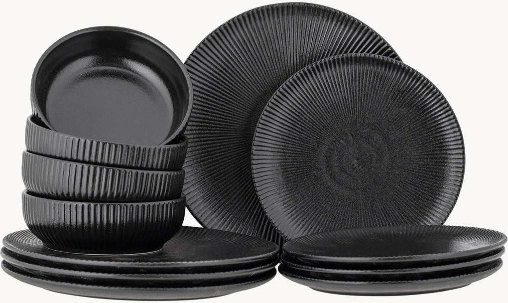 Servizio di piatti Neri, 4 persone, 12 pz