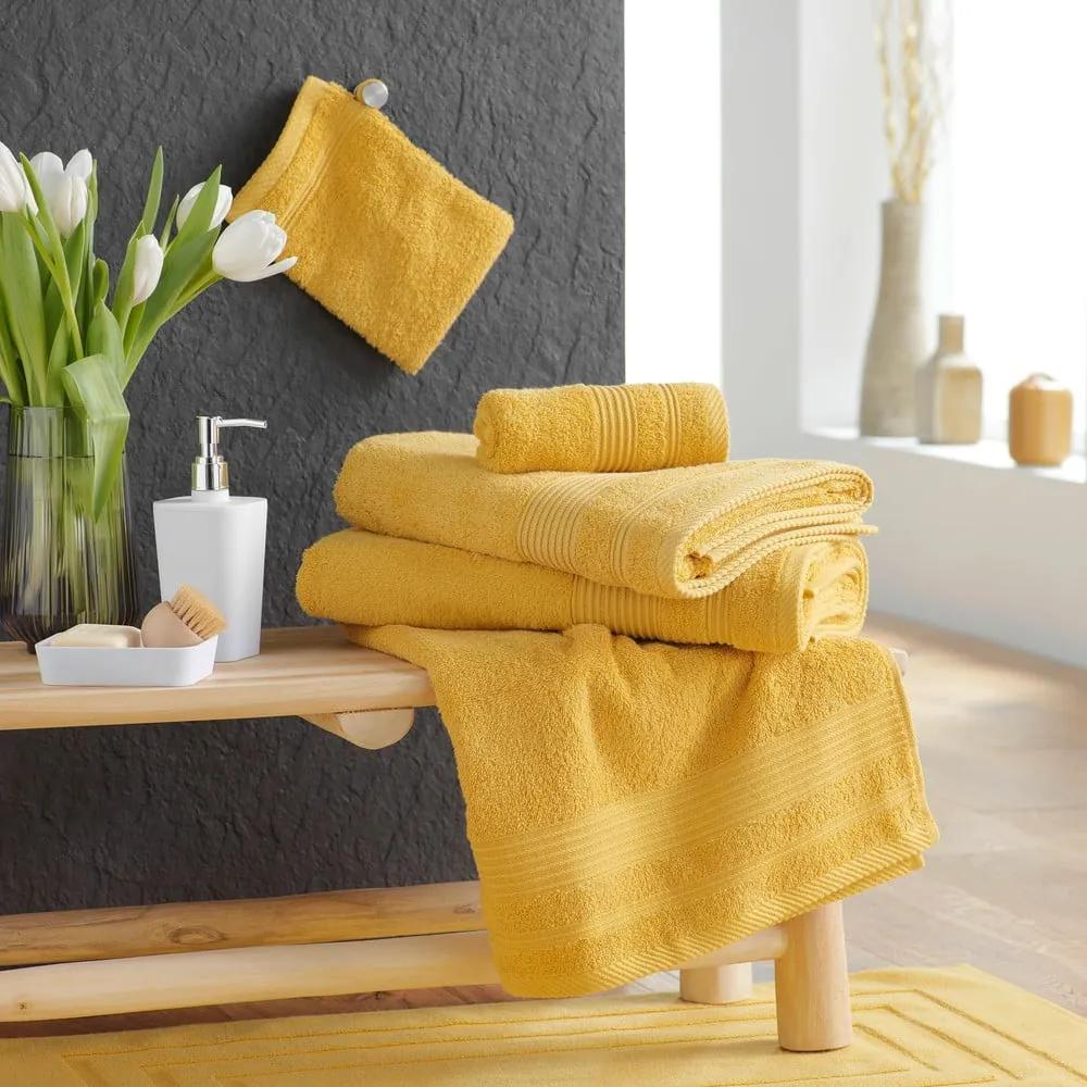 Asciugamano giallo in spugna di cotone 70x130 cm Tendresse - douceur d'intérieur