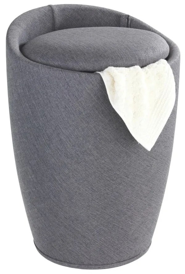 Cesto portabiancheria e sgabello grigi in un unico pezzo, look lino, 20 l Candy - Wenko