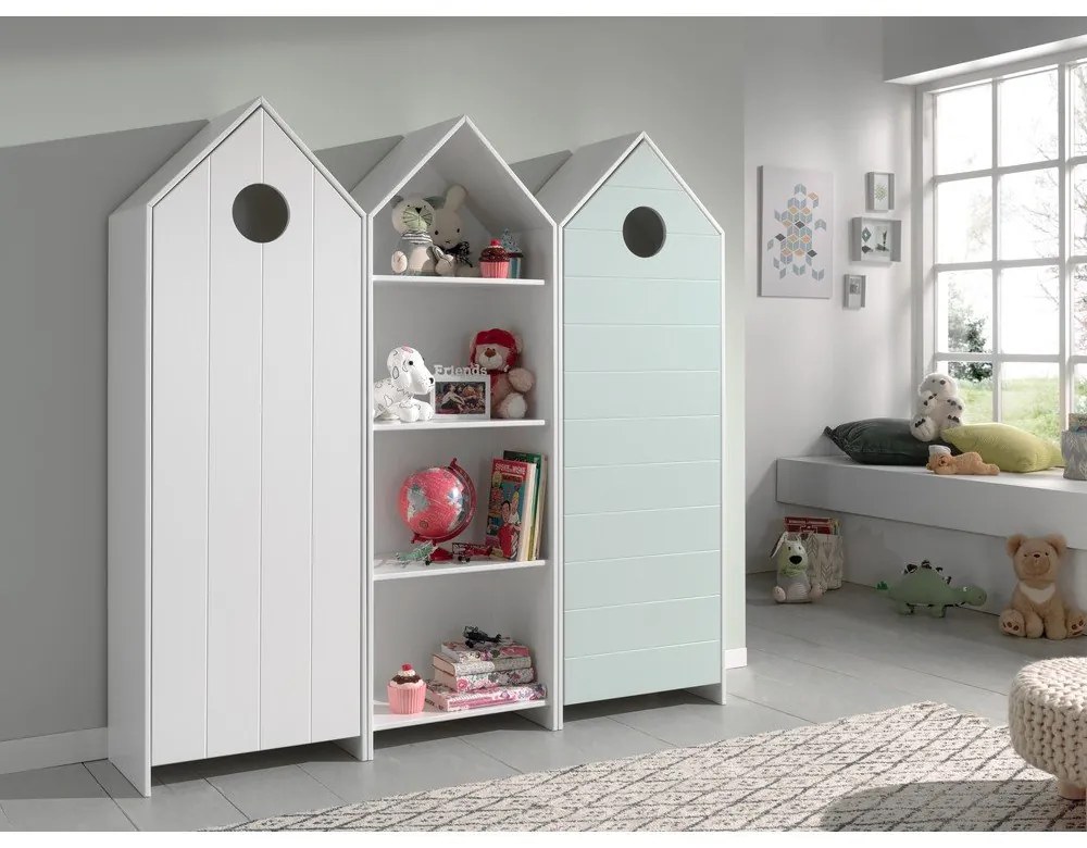 Armadio a giorno bianco e azzurro per bambini 173x171,5 cm CASAMI - Vipack