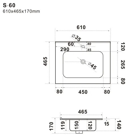 Lavabo da incasso LILLESNAD 61 x 46 cm in ceramica, colore nero