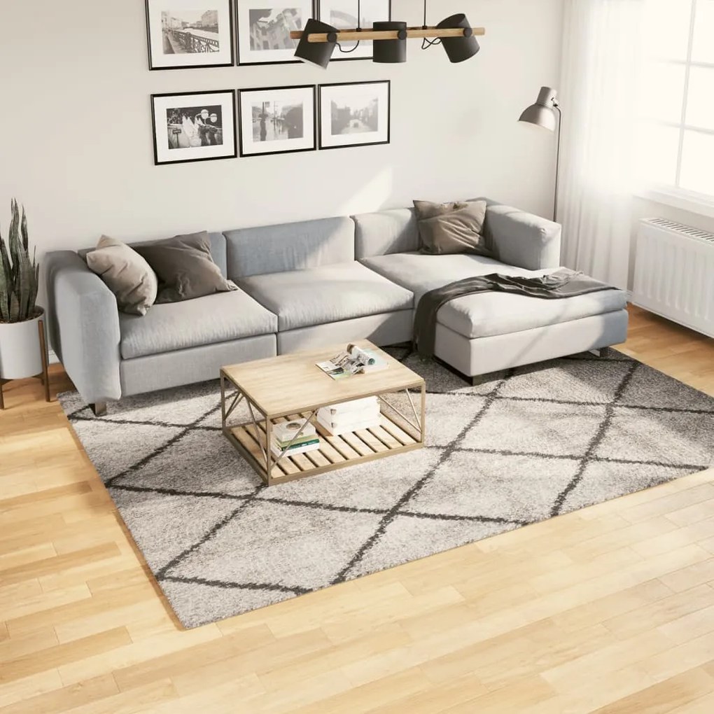 Tappeto Shaggy Pamplona Pelo Lungo Beige E Antracite 200x280 Cm /