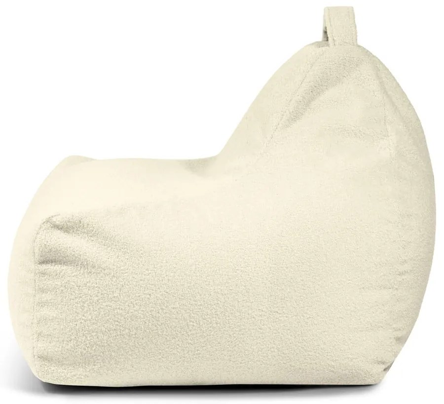 Pouf a sacco per bambini color crema con rivestimento in bouclé Game Amuse – SLOWDOWN