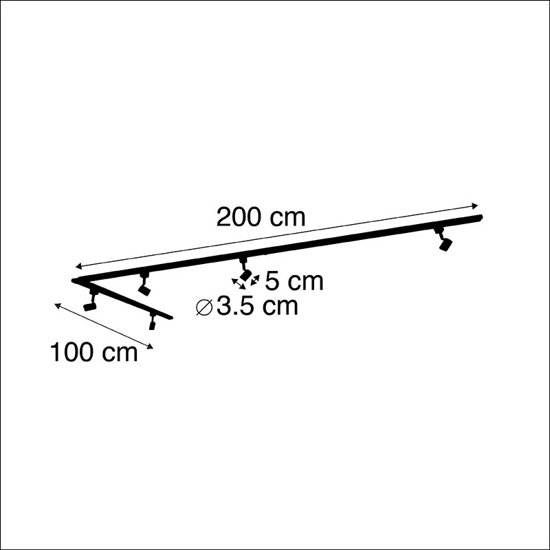 Sistema di illuminazione a binario moderno con 5 faretti nero 1 fase - Iconic Jeany