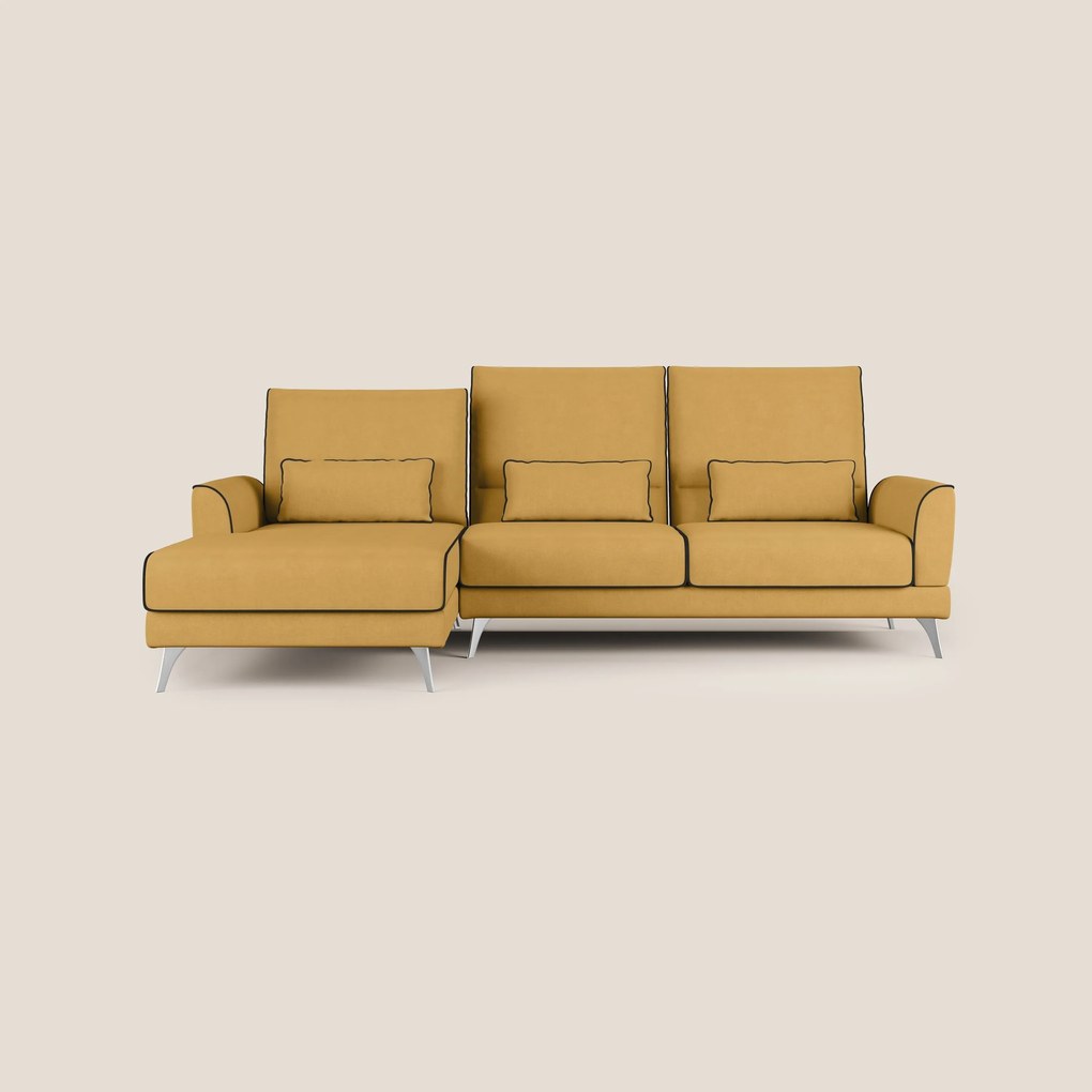 Tommy Divano angolare bicolore con relax e schienali traslanti in microfibra smacchiabile T11 giallo - nero