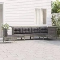 Set Divani da Giardino 6 pz con Cuscini in Polyrattan Grigio 3187524