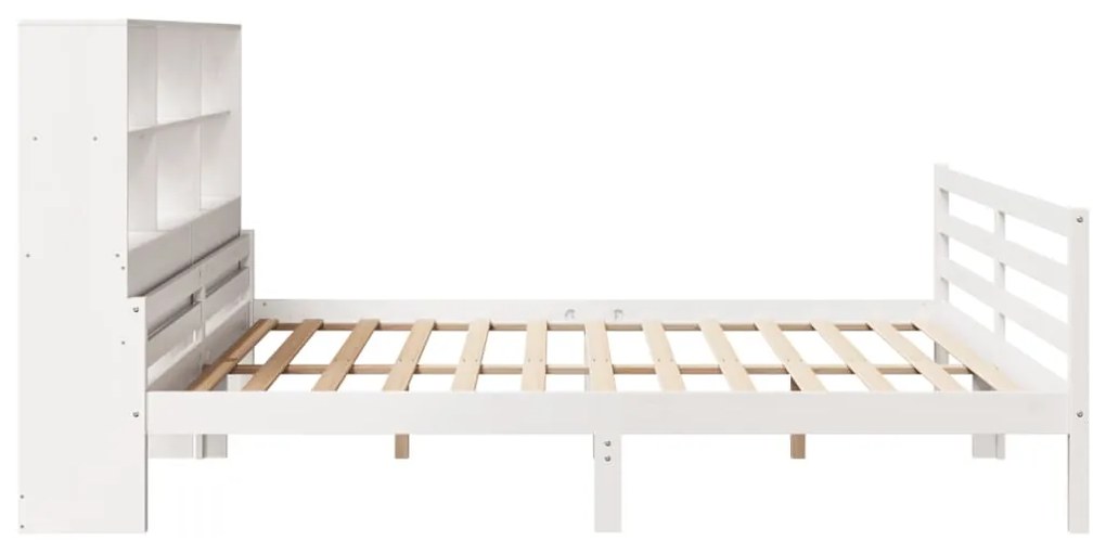 Letto libreria senza materasso bianco 200x200 cm legno di pino