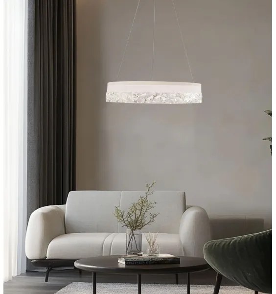 Lampadario sospeso con cavo FROZI LED/32W/230V, Ø 50 cm, bianco