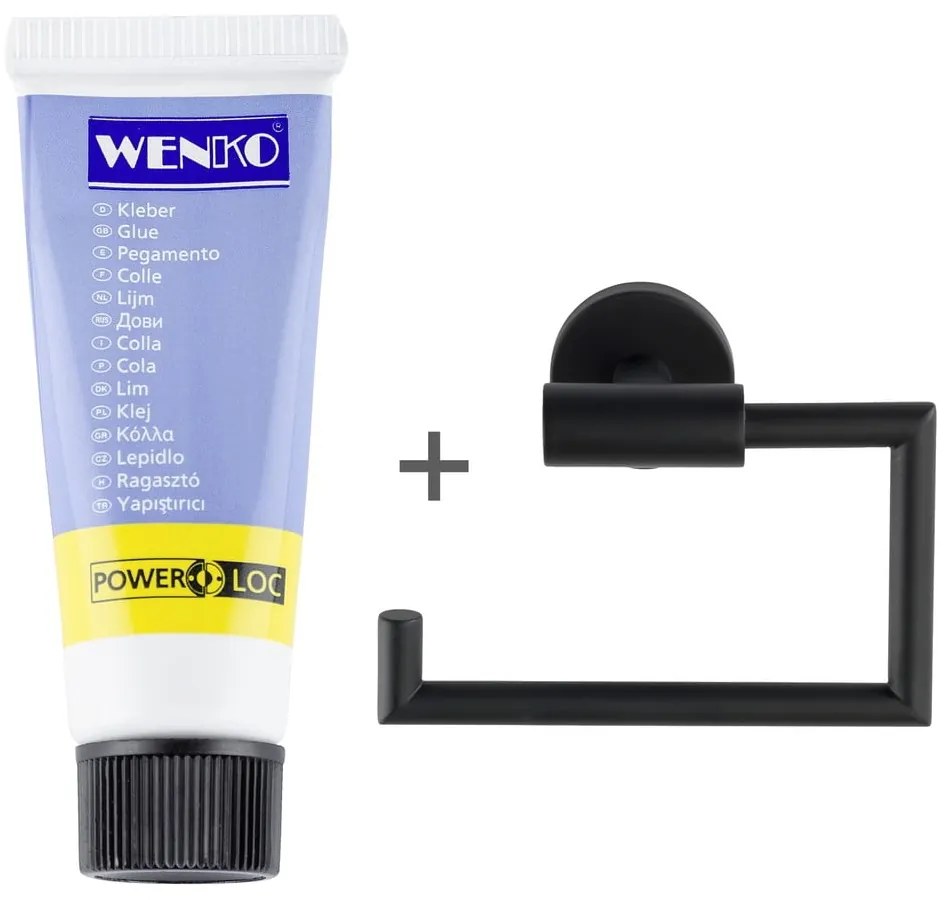 Porta carta igienica autoportante in acciaio inox nero opaco Bosio - Wenko