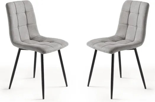Sedia da pranzo in tessuto Grigio Chiaro gambe metallo nere - KATERINE 2 sedie