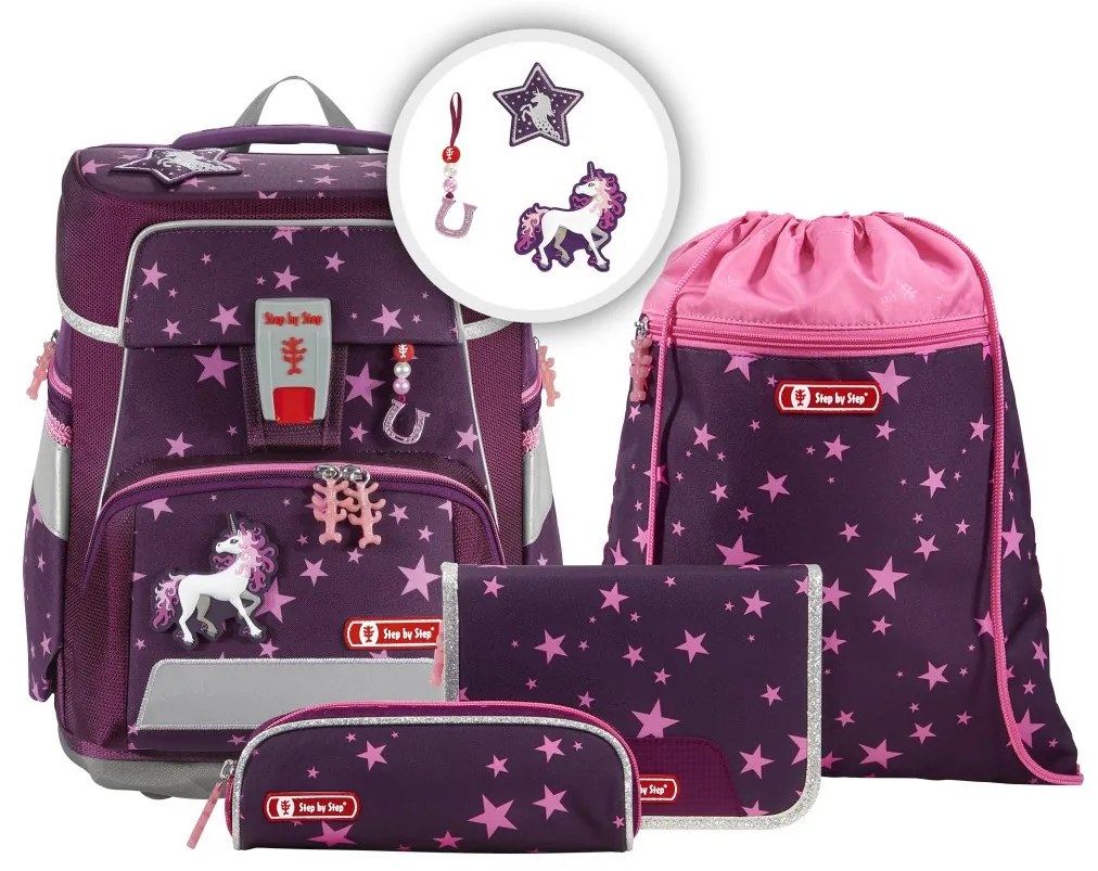Zaino scuola SPACE - set da 5 pezzi, Step by Step Glitter Unicorn Nuala