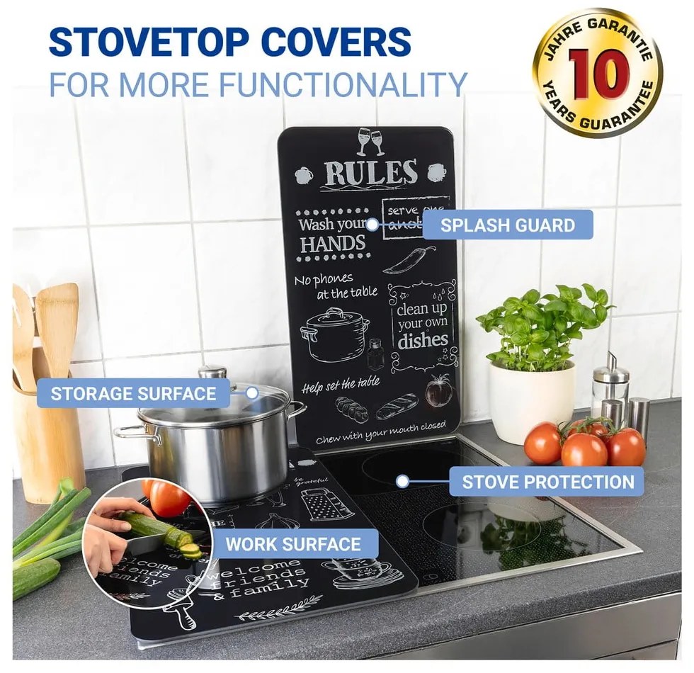 Coprifuoco in vetro temperato in set da 2 52x30 cm Kitchen Rules - Maximex