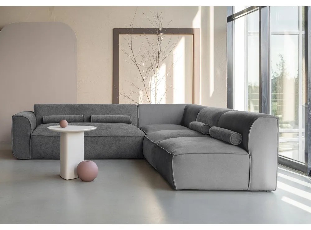 Divano angolare componibile grigio (con penisola a destra) Flex Felix – Miuform