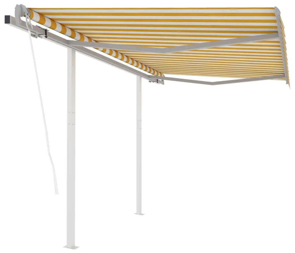 Tenda Da Sole Retrattile Automatica E Pali 3x2,5m Gialla Bianca /