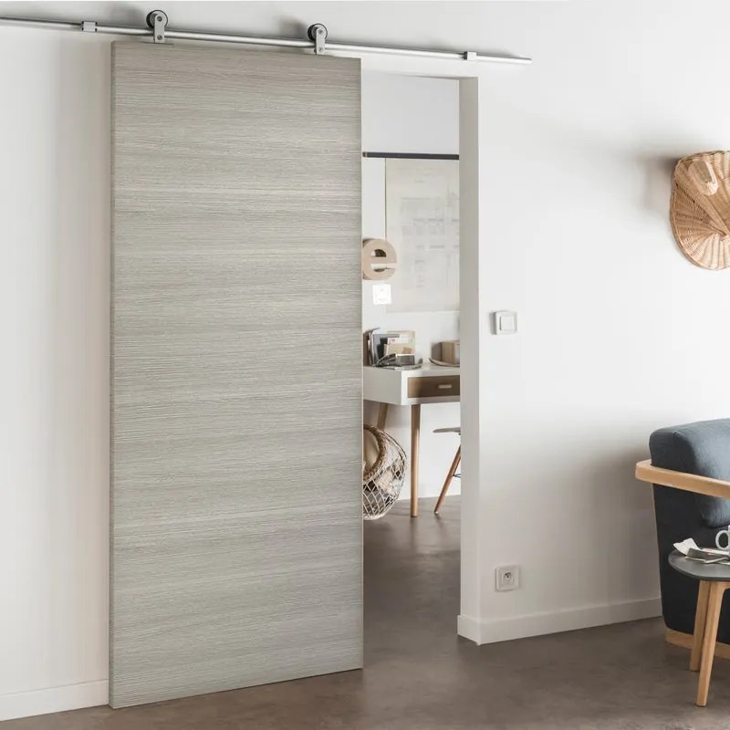 Porta scorrevole Cambridge in mdf bianco, L 93 x H 212 cm, con binario Loft Alluminio Reversibile