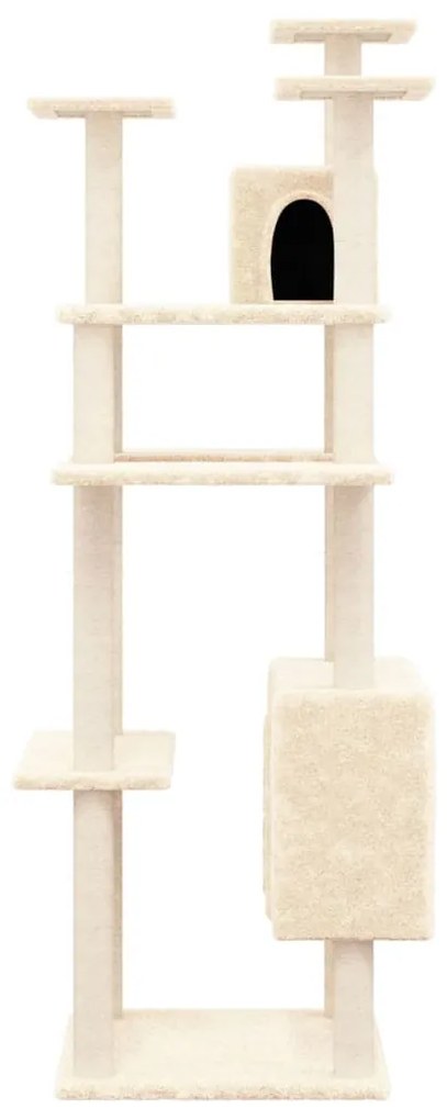 Albero per gatti con tiragraffi in sisal crema 162 cm