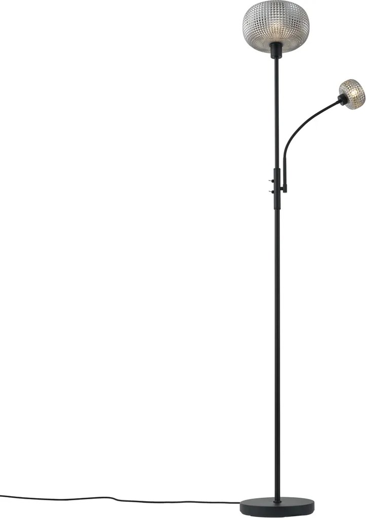 Lampada da terra smart nera con vetro fumé 2 luci con WiFi - Brianna