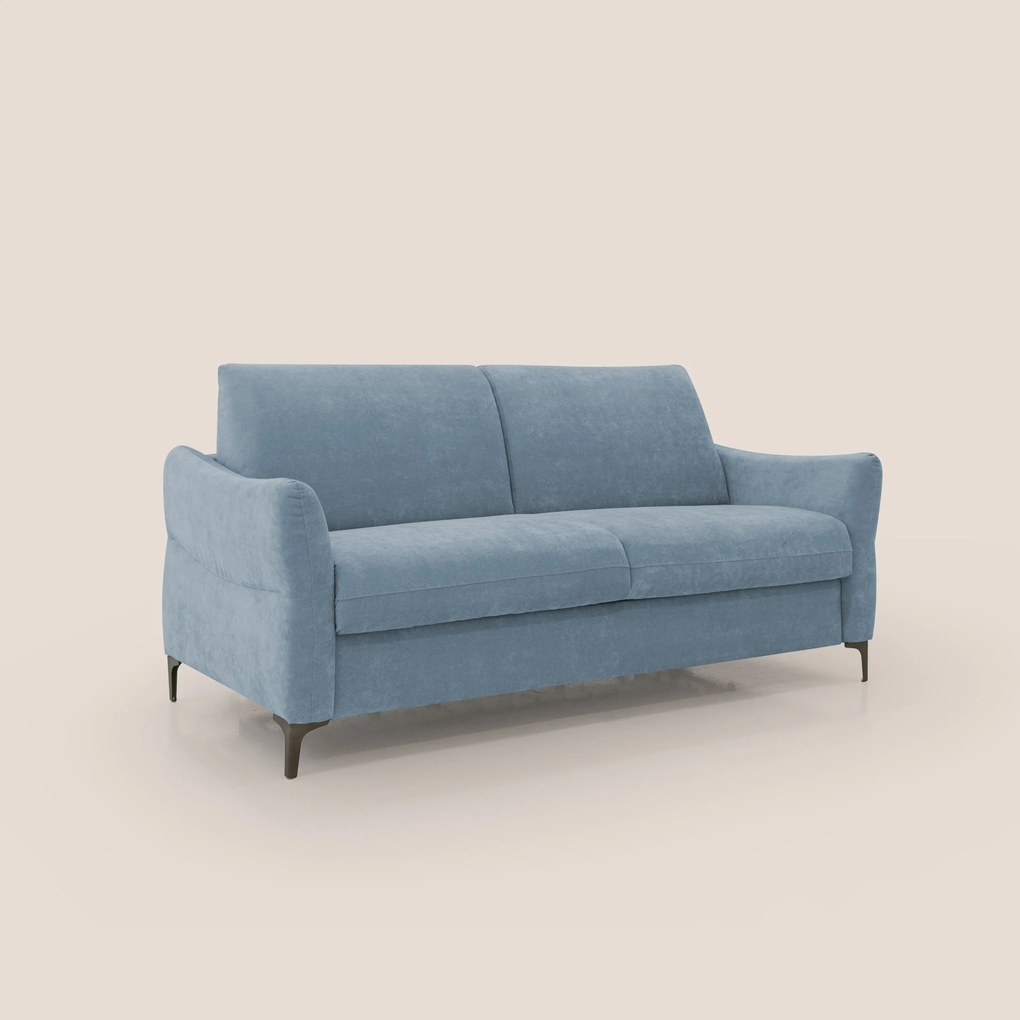 Dalia divano letto con materasso H18 cm e piedi alti in raffinato tessuto smacchiabile T17 carta da zucchero
