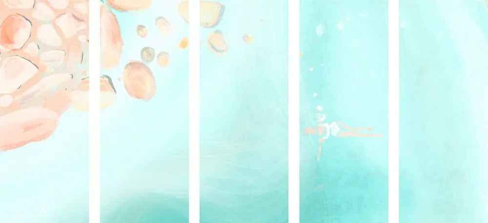 Quadri 5 pezzi – Donna sul mare aperto