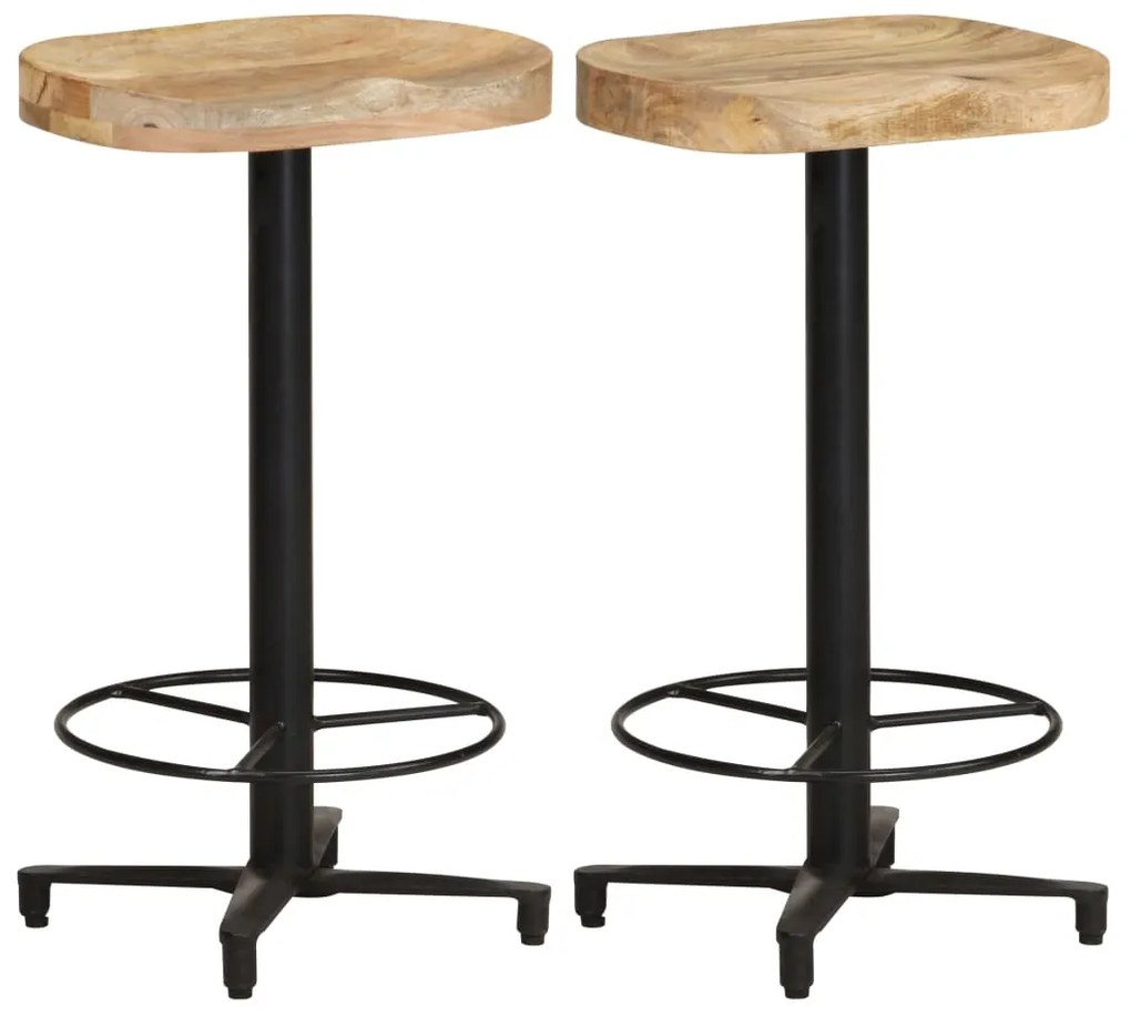 Sgabelli Da Bar 2 Pz 66 Cm İn Legno Massello Di Mango /