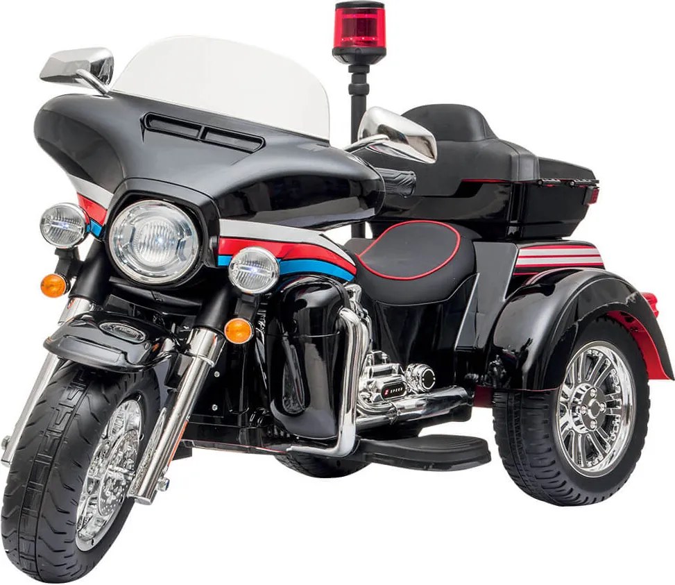 Moto Elettrica Polizia Americana 3 Ruote per Bambini 12V Kidfun Police Washington Nera...
