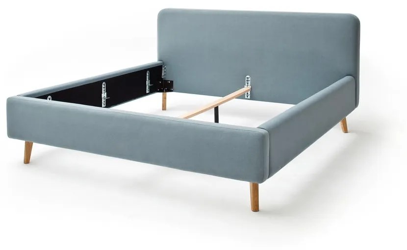 Letto matrimoniale imbottito blu/grigio 180x200 cm Mattis - Meise Möbel