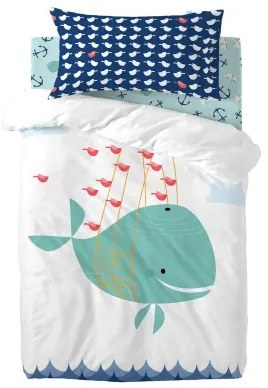 Set di copripiumino HappyFriday Moshi Moshi Whale Multicolore Culla Neonato 2 Pezzi