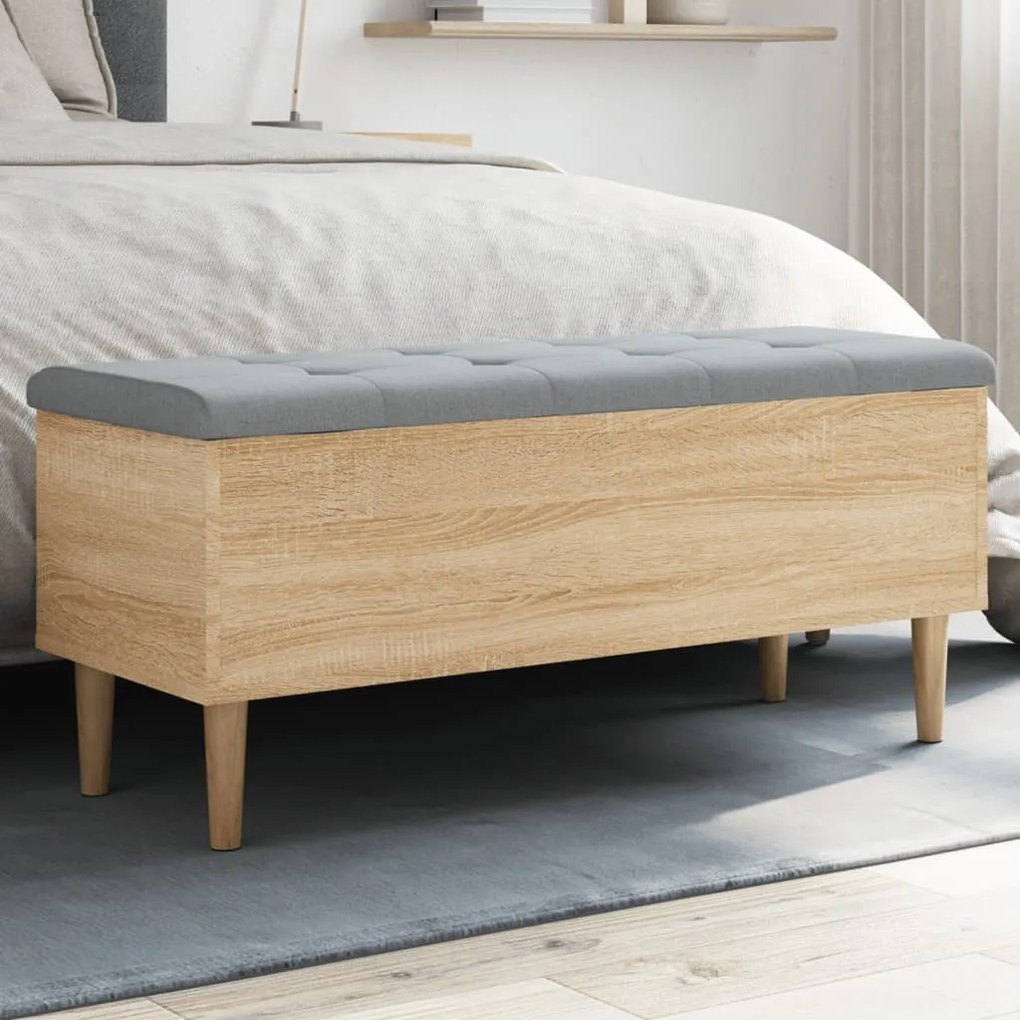 Panca Portaoggetti Rovere Sonoma 102x42x46 Cm Legno Multistrato /