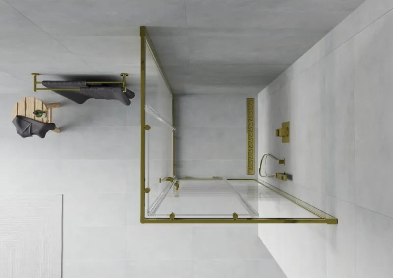 Mexen Rio cabina doccia quadrata 80 x 80 cm, trasparente, oro - 860-080-080-50-00